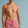 Bañador Bóxer con Estampado de Raya Roja