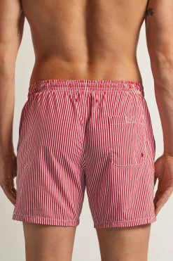 Bañador Bóxer con Estampado de Raya Roja
