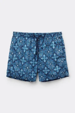 Bañador Bóxer con Estampado Mayólica Azul