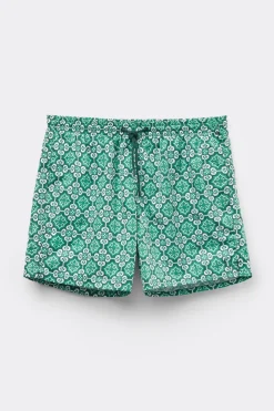 Bañador Bóxer con Estampado Mayólica Verde Aguamarina