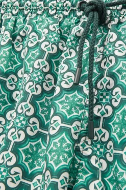 Bañador Bóxer con Estampado Mayólica Verde Aguamarina
