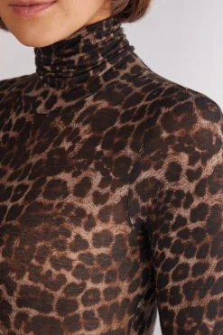 Body de Manga Larga de Modal Ultralight con Cashmere Luxurious Leopard