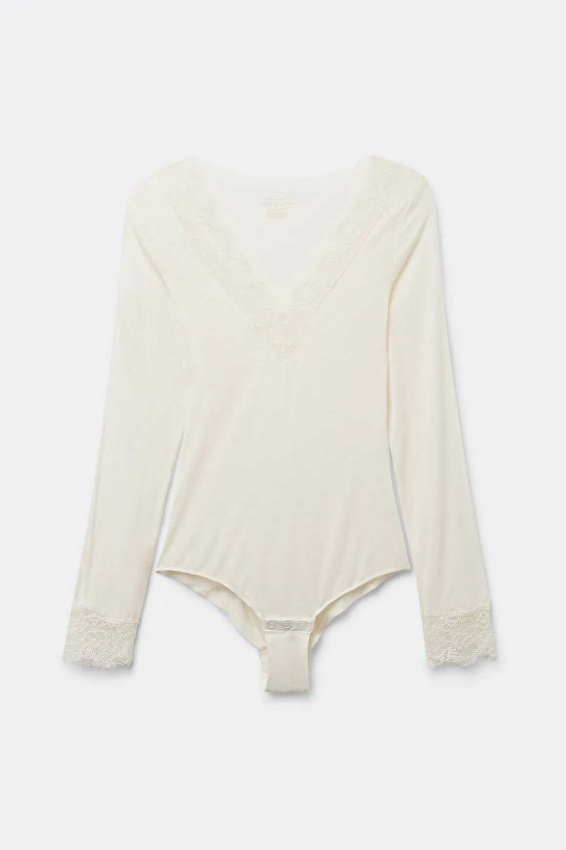 Body de Manga Larga de Modal Ultralight con Cashmere y Encaje