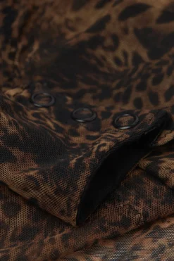 Body Manga Larga de Tul Estampado Animal Always Glamorous