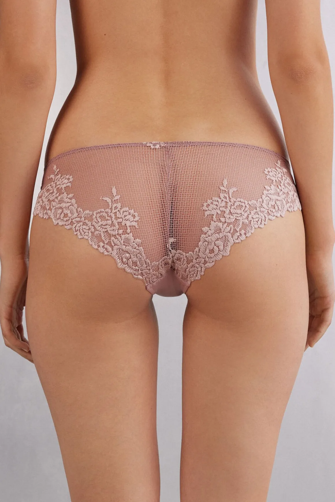 Braga transparente en parte trasera con microfibra y encaje Pretty Flowers