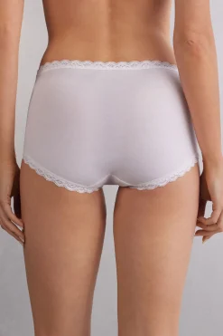 Braguita Culotte de Talle Alto de Algodón y Encaje
