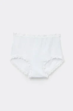 Braguita Culotte de Talle Alto de Algodón y Encaje