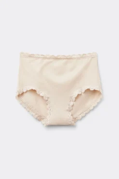 Braguita Culotte de Talle Alto de Algodón y Encaje