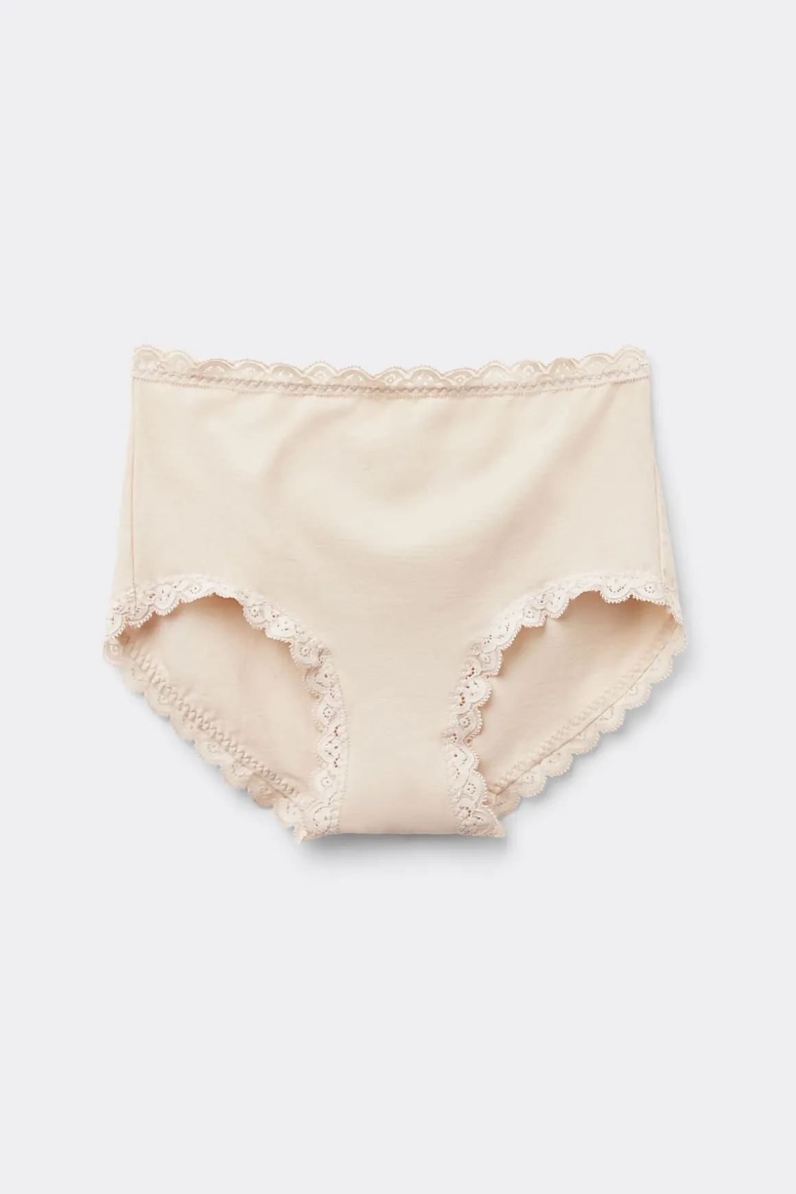Braguita Culotte de Talle Alto de Algodón y Encaje