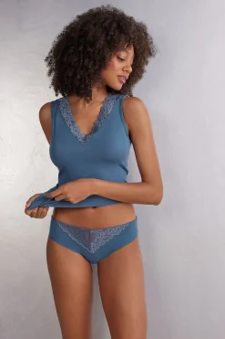 Braguita de algodón sin costuras con encaje