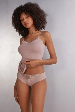 Braguita de algodón sin costuras con encaje