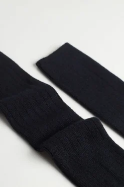 Calcetines Largos en Punto de Canalé de Cashmere y Lana