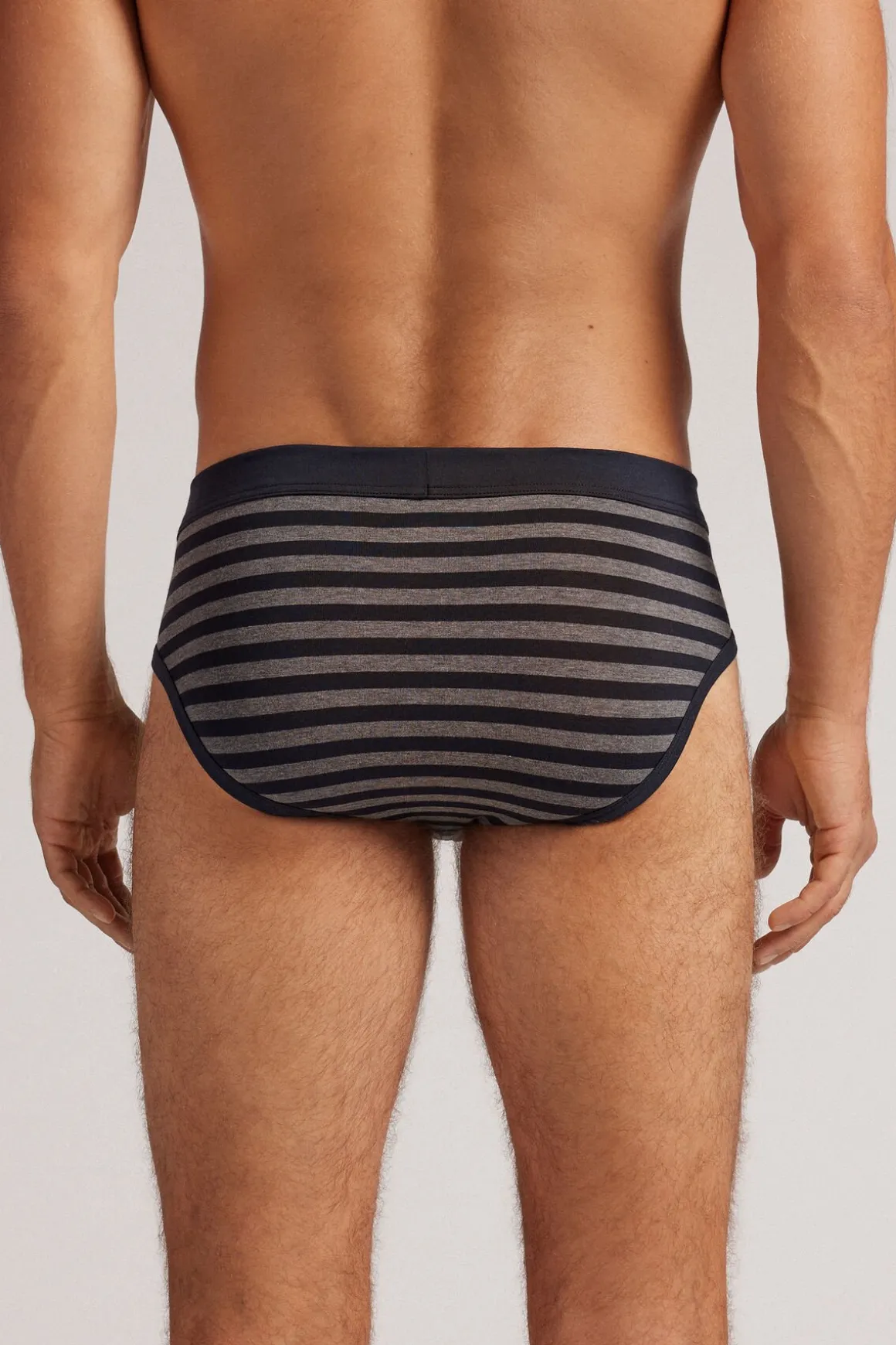 Calzoncillos Algodón Superior Estampado Rayas Azul Gris