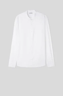 Camisa con Cuello Mao de Lino y Algodón