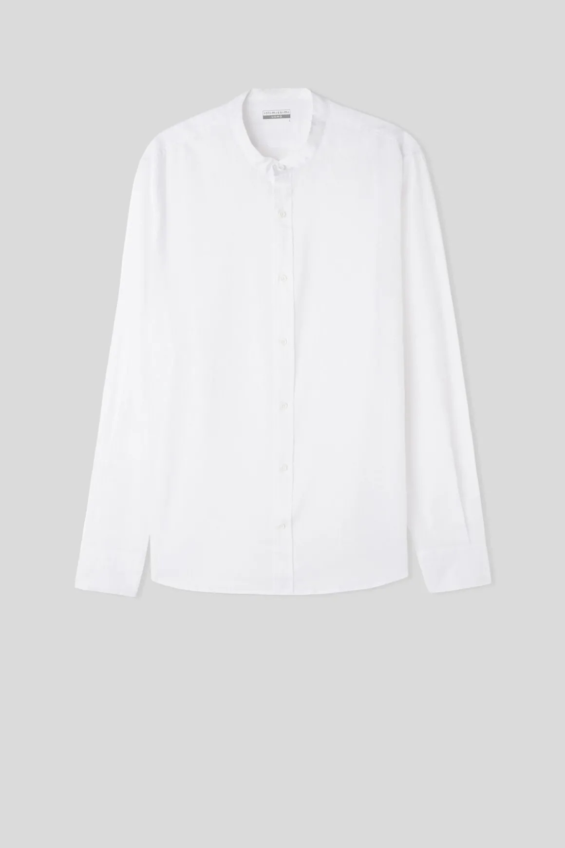 Camisa con Cuello Mao de Lino y Algodón