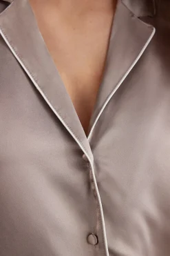 Camisa de Manga Corta de Seda de Corte Masculino