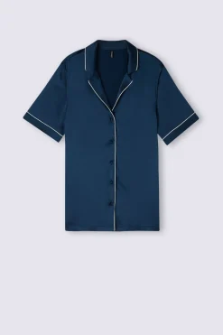 Camisa de Manga Corta de Seda de Corte Masculino