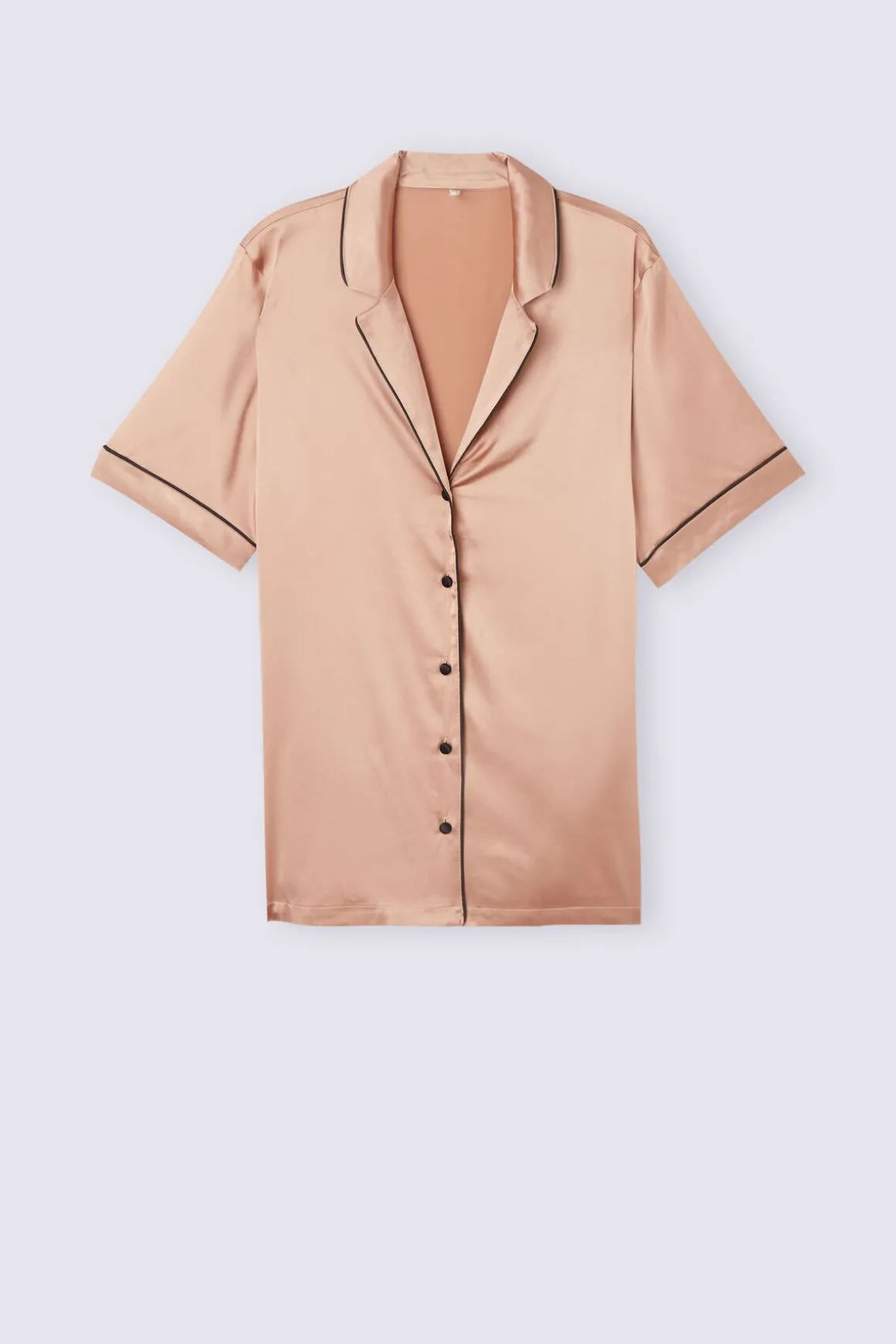 Camisa de Manga Corta de Seda de Corte Masculino