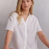 Camisa de Manga Corta en Tela de Lino