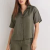 Camisa de Manga Corta en Tela de Lino
