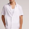 Camisa de Manga Corta en Lino y Algodón