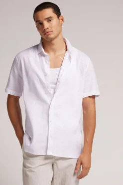 Camisa de Manga Corta en Lino y Algodón