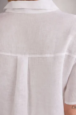 Camisa de Manga Corta en Tela de Lino
