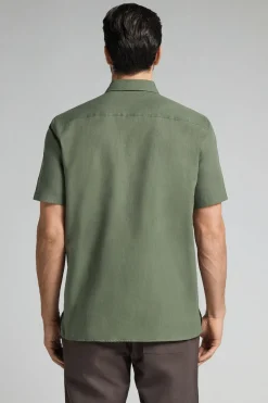 Camisa de Manga Corta en Lino y Algodón