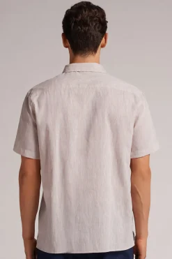 Camisa de Manga Corta en Lino y Algodón