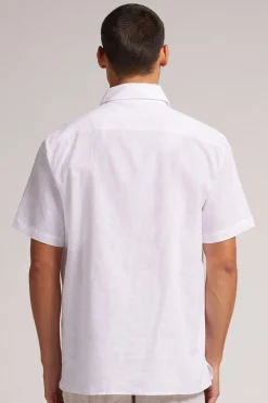 Camisa de Manga Corta en Lino y Algodón