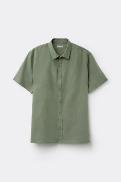Camisa de Manga Corta en Lino y Algodón