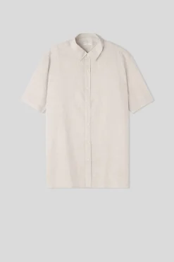 Camisa de Manga Corta en Lino y Algodón