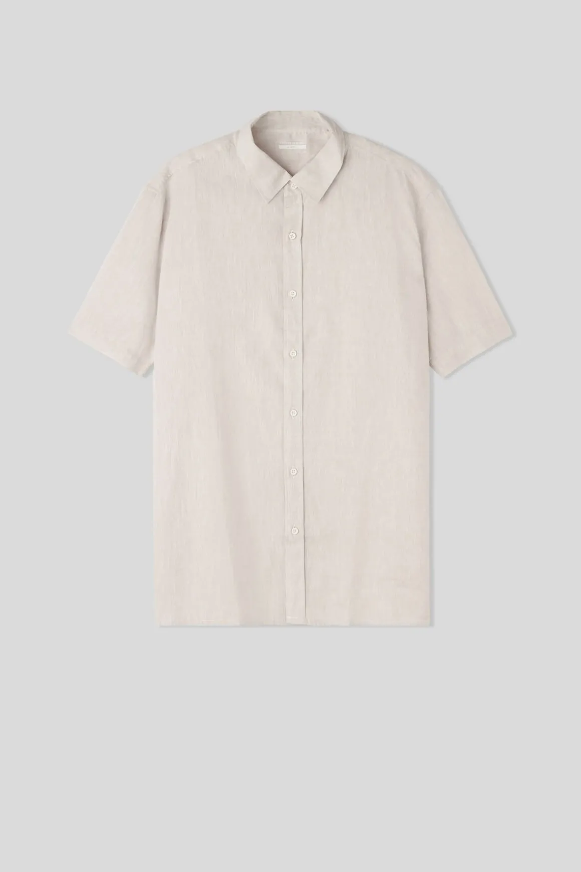 Camisa de Manga Corta en Lino y Algodón