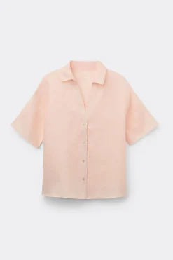 Camisa de Manga Corta en Tela de Lino