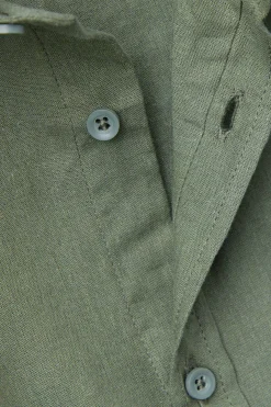 Camisa de Manga Corta en Lino y Algodón