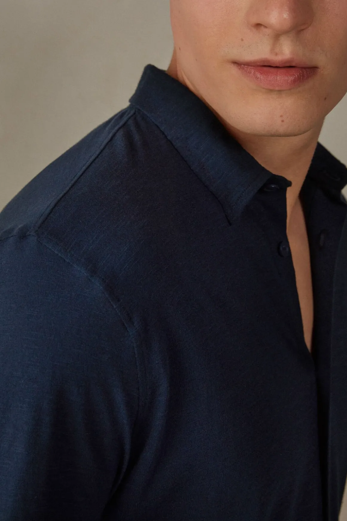 Camisa de Manga Larga de Algodón Jaspeado