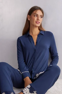 Camiseta con Abertura Frontal de Modal Pretty Flowers