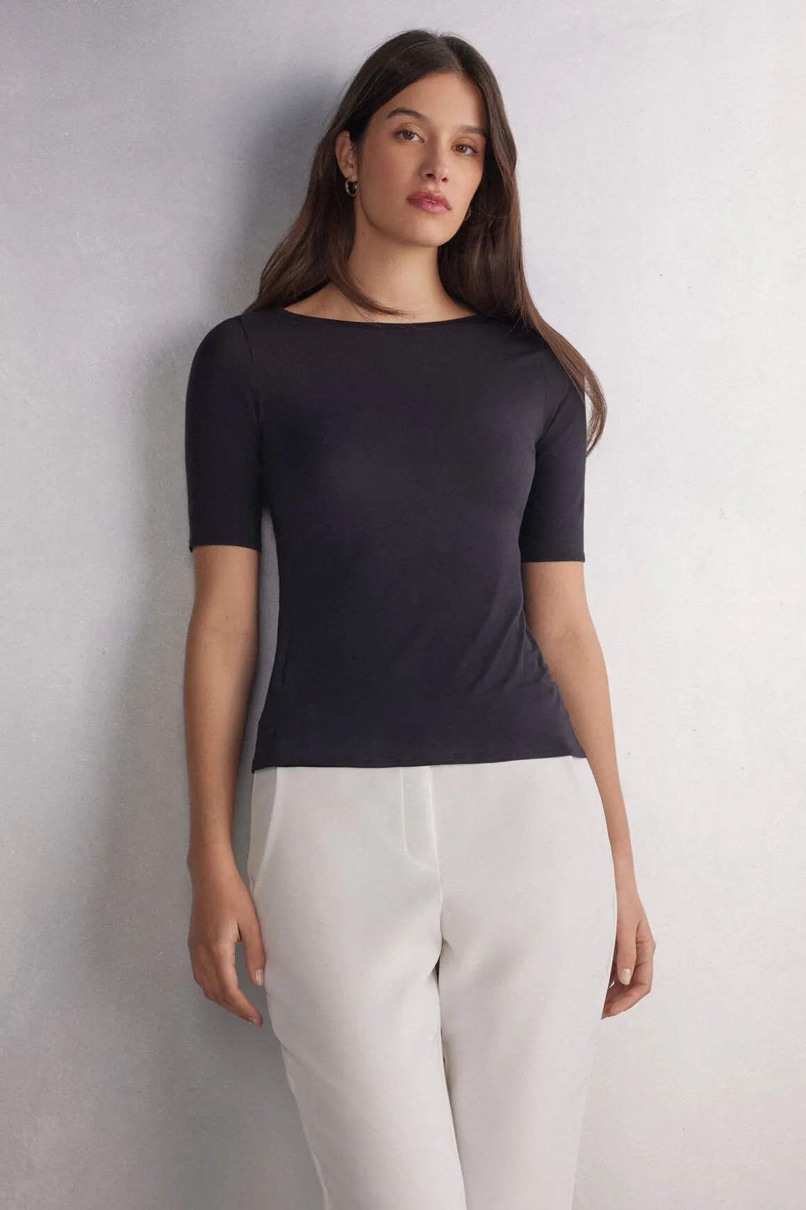 Camiseta con Cuello Barco en Fresh Bamboo