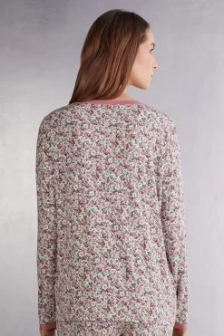 Camiseta con Cuello Barco Floral Romance