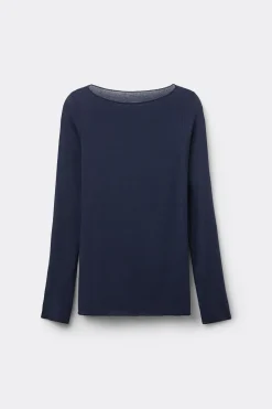 Camiseta con cuello barco en cashmere de manga Larga
