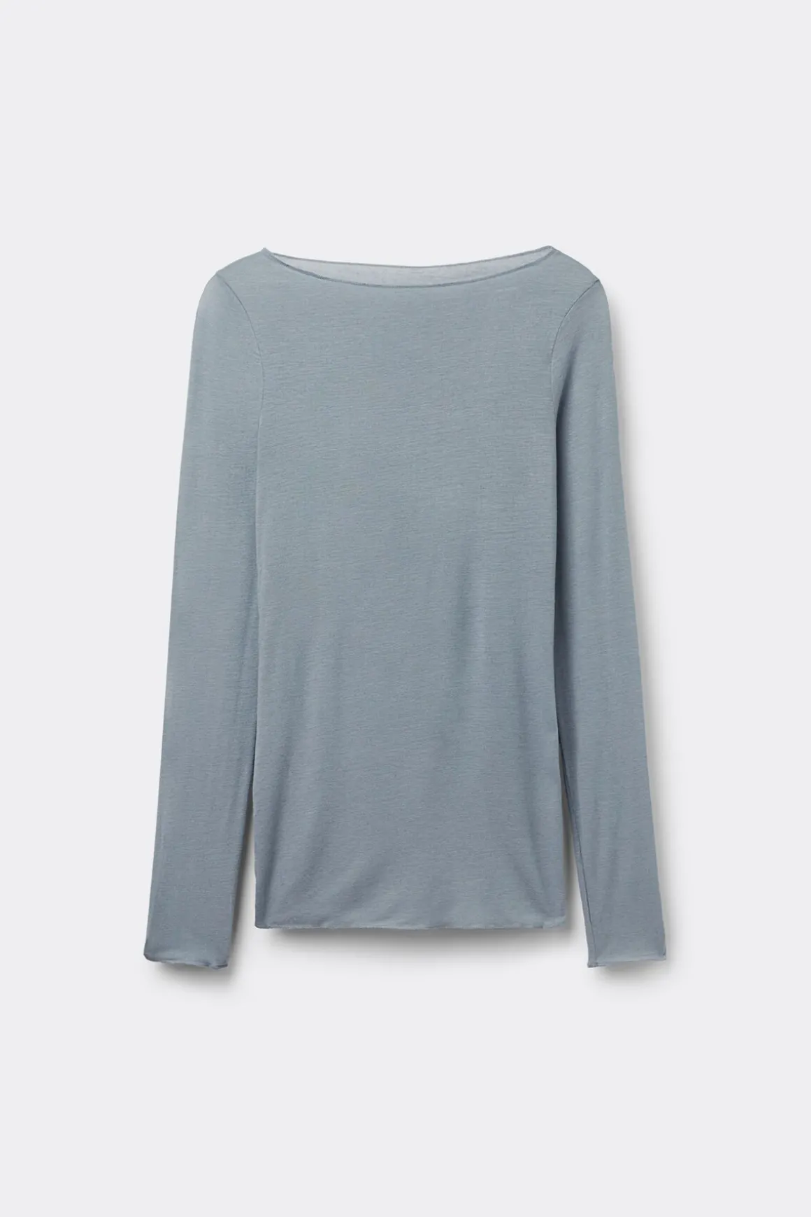Camiseta con cuello barco en cashmere de manga Larga