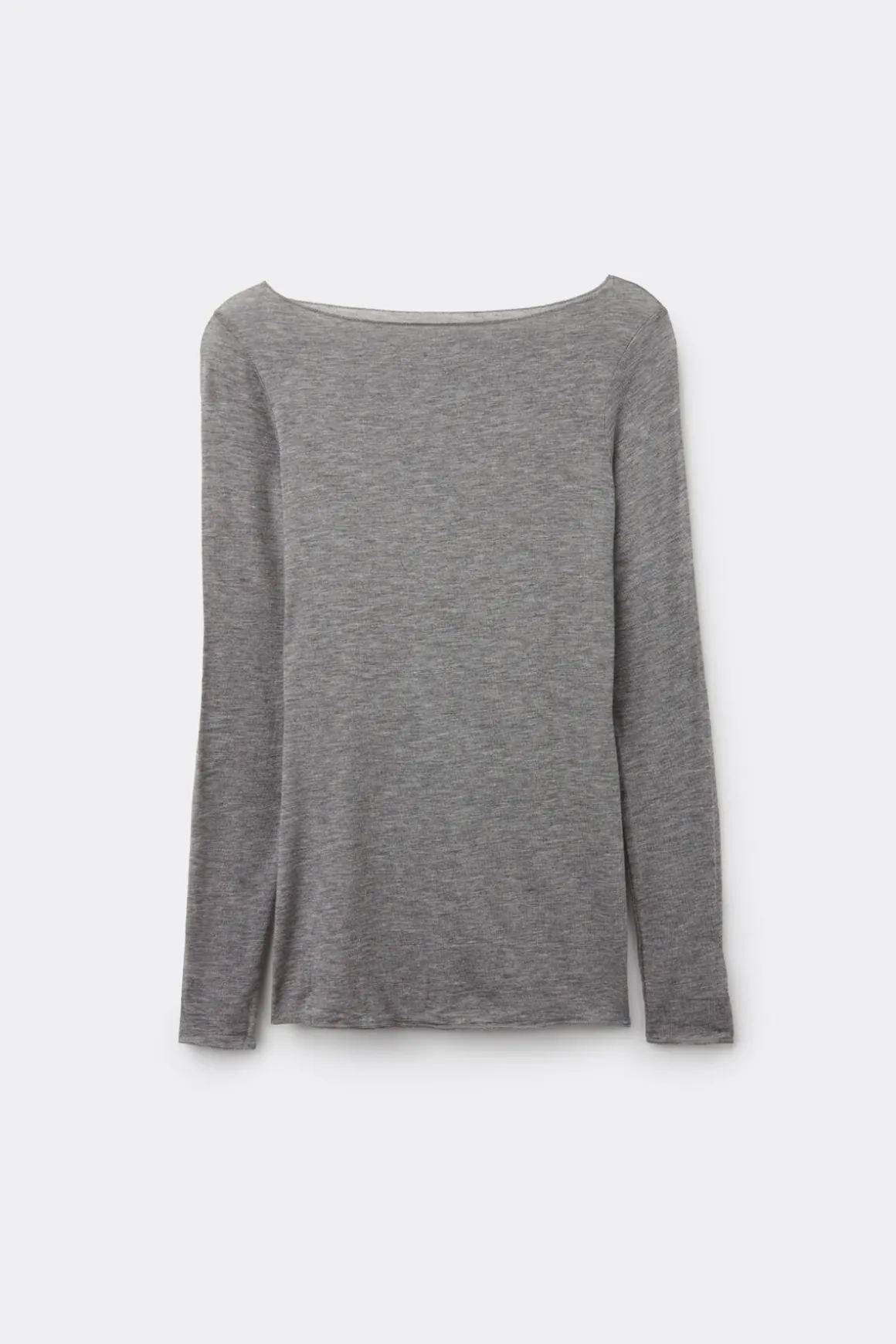 Camiseta con cuello barco en cashmere de manga Larga