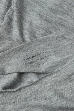 Camiseta con cuello barco en cashmere de manga Larga