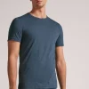 Camiseta con cuello redondo de algodón superior