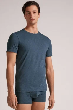Camiseta con cuello redondo de algodón superior
