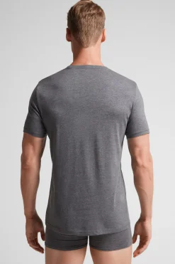 Camiseta con cuello redondo de algodón superior