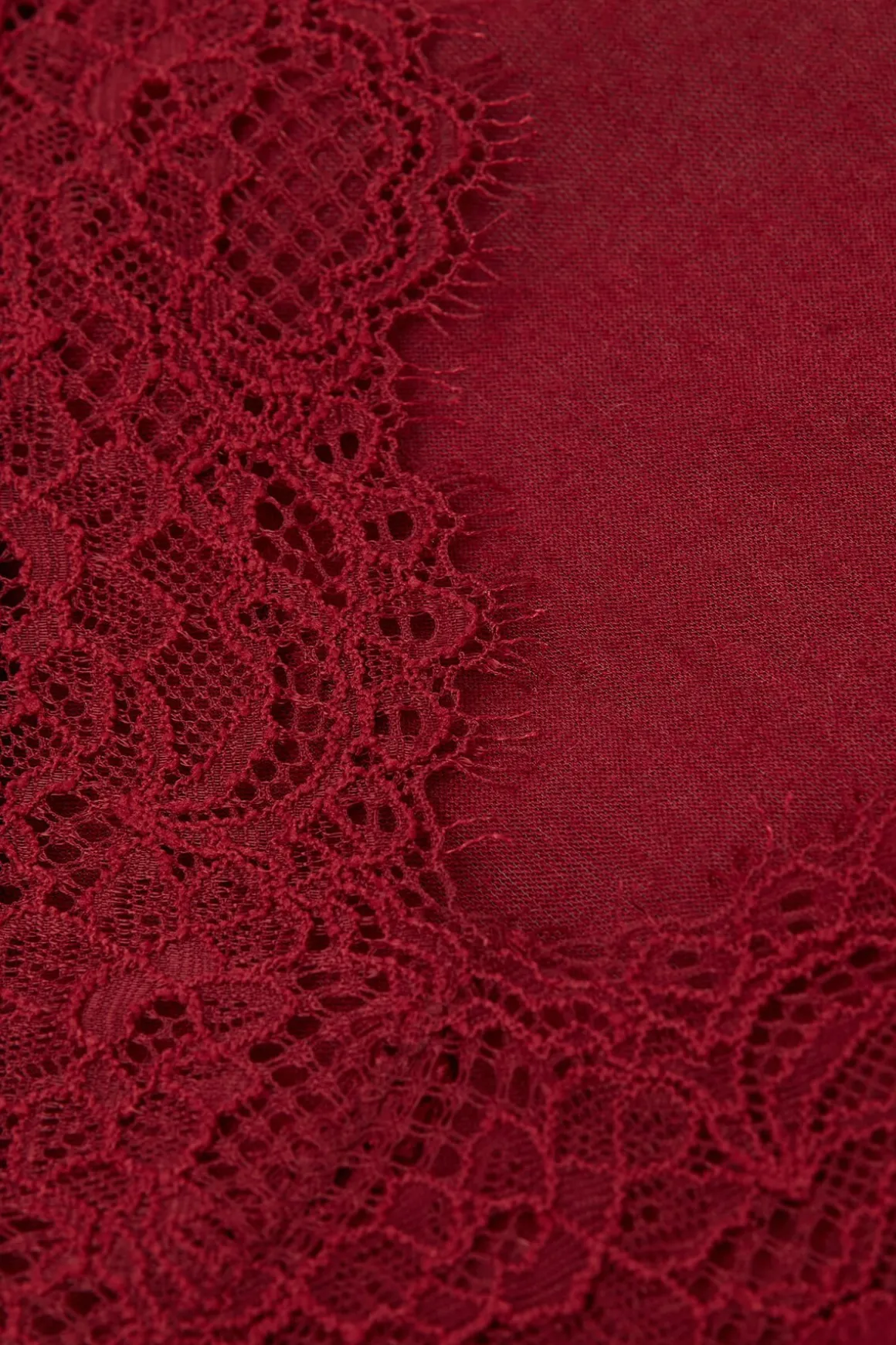 Camiseta con encaje de manga larga en modal y cashmere ultraligero