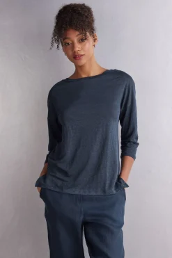 Camiseta con Escote Barco de Lino