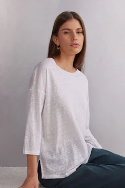 Camiseta con Escote Barco de Lino