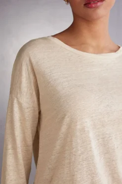 Camiseta con Escote Barco de Lino